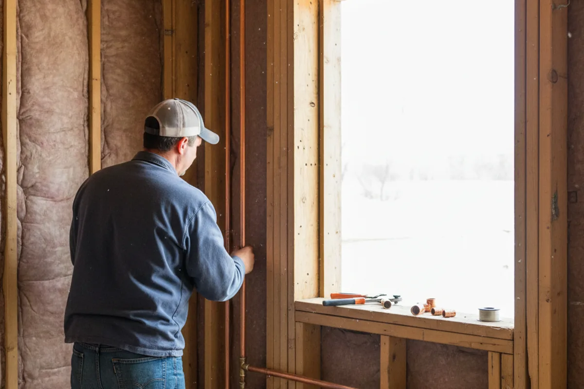 Licensed plumber running new copper supply lines in a Taftville home