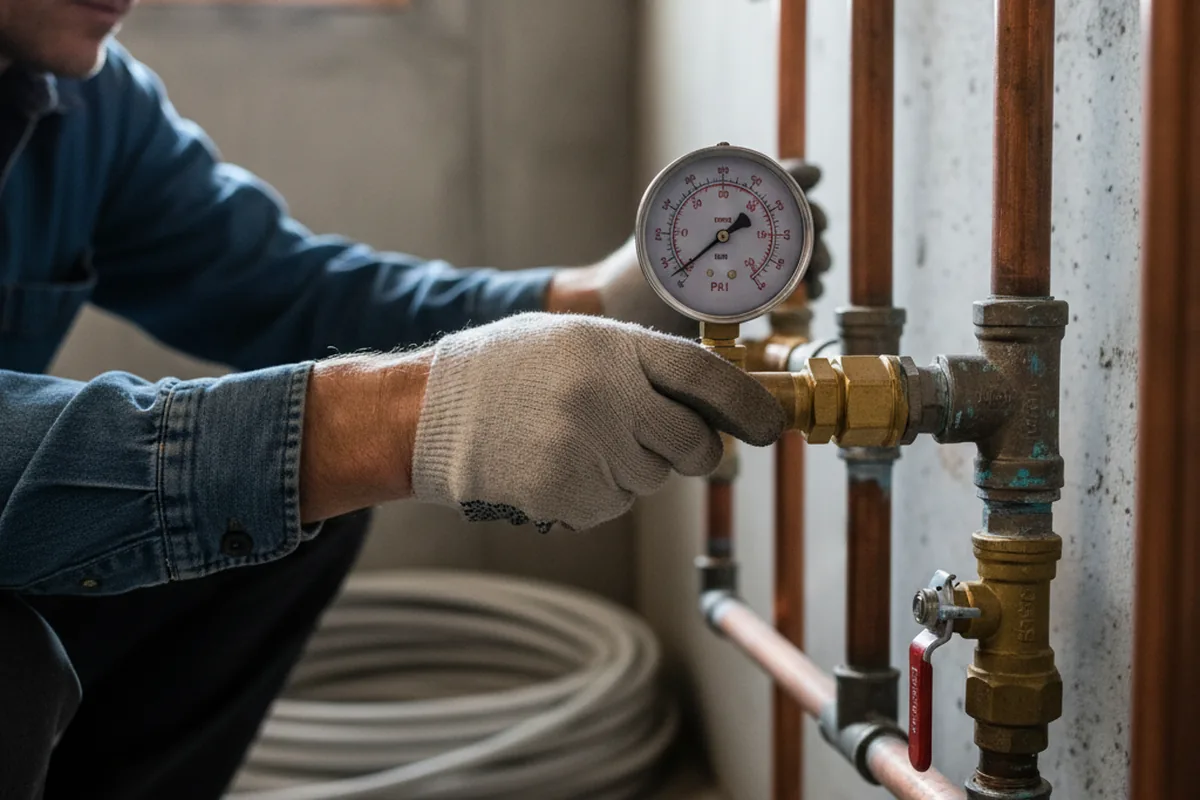 Pressure testing a repaired line during Water Line Repair in Taftville